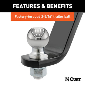 CURT side profile showing 6" drop and 9-1/4" length for proper leveling