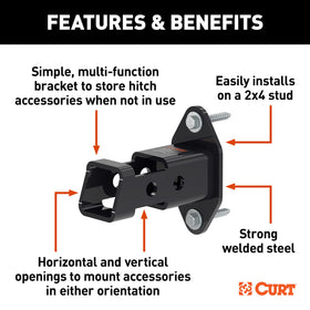 CURT mounted horizontally with ball mount installed showing quick access and space saving