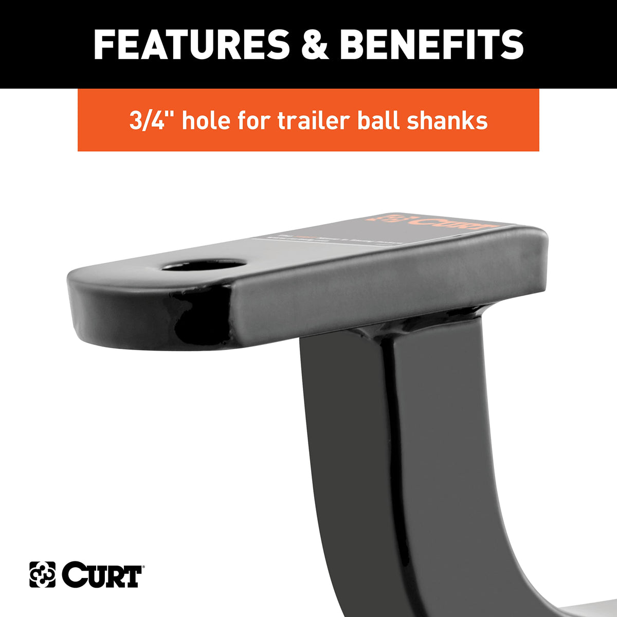 CURT ball mount installed in 1-1/4-inch receiver demonstrating fit