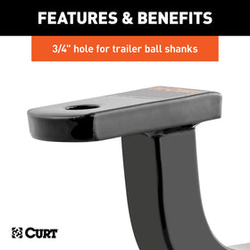 CURT ball mount installed in 1-1/4-inch receiver demonstrating fit