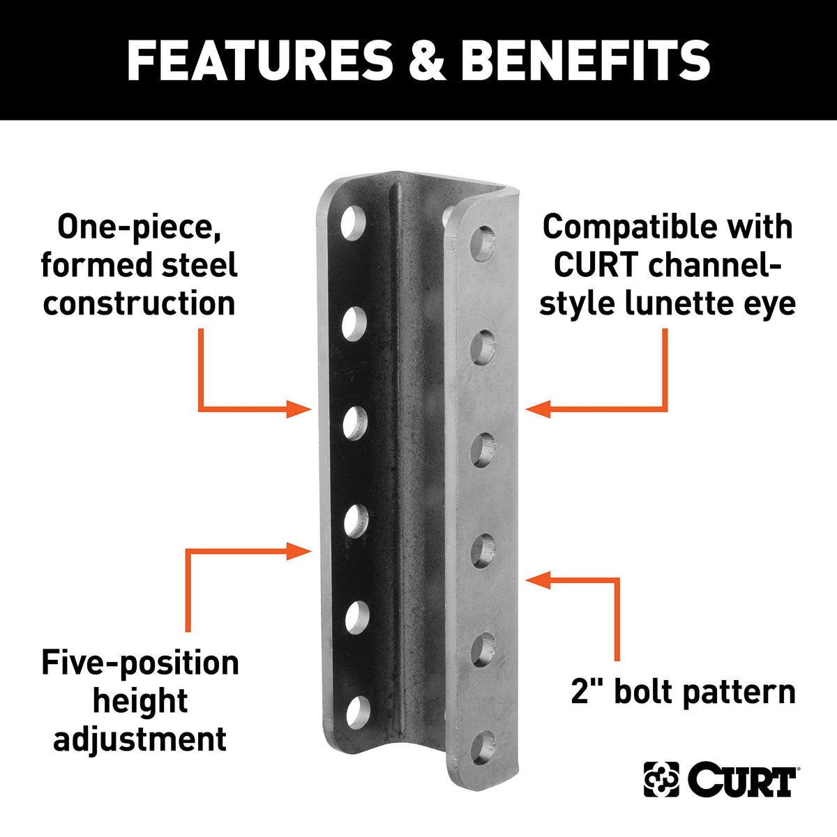 CURT channel mounted on trailer frame demonstrating secure bolted installation and reliable towing