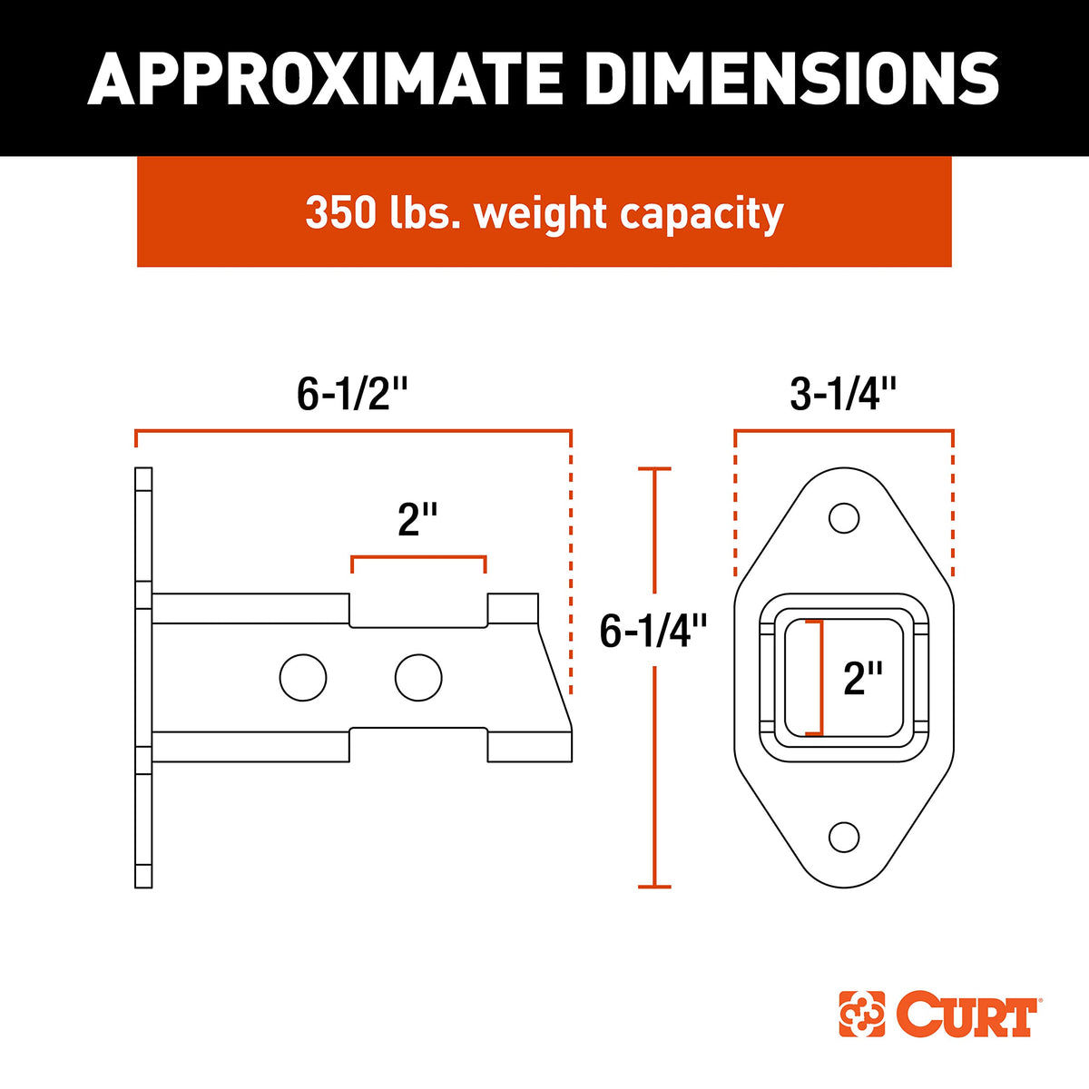 CURT close-up of receiver and welds showing solid steel construction and long-lasting strength