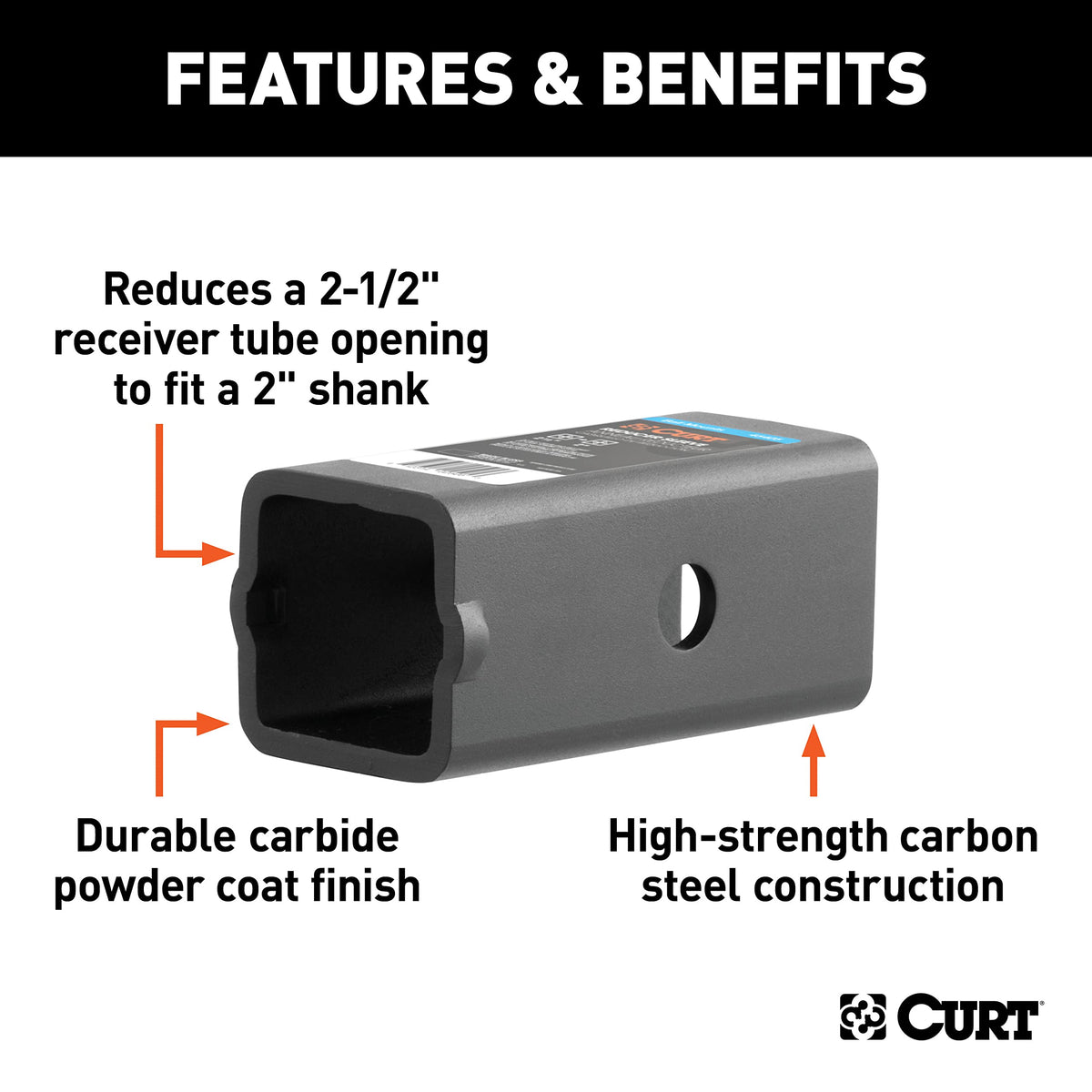 CURT reducer installed with ball mount demonstrating secure compatibility