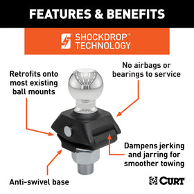 CURT RockerBall chrome finish detail, demonstrates corrosion resistance