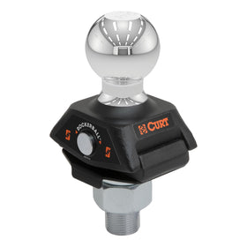 CURT RockerBall front view showing mount and ball, highlights secure fit