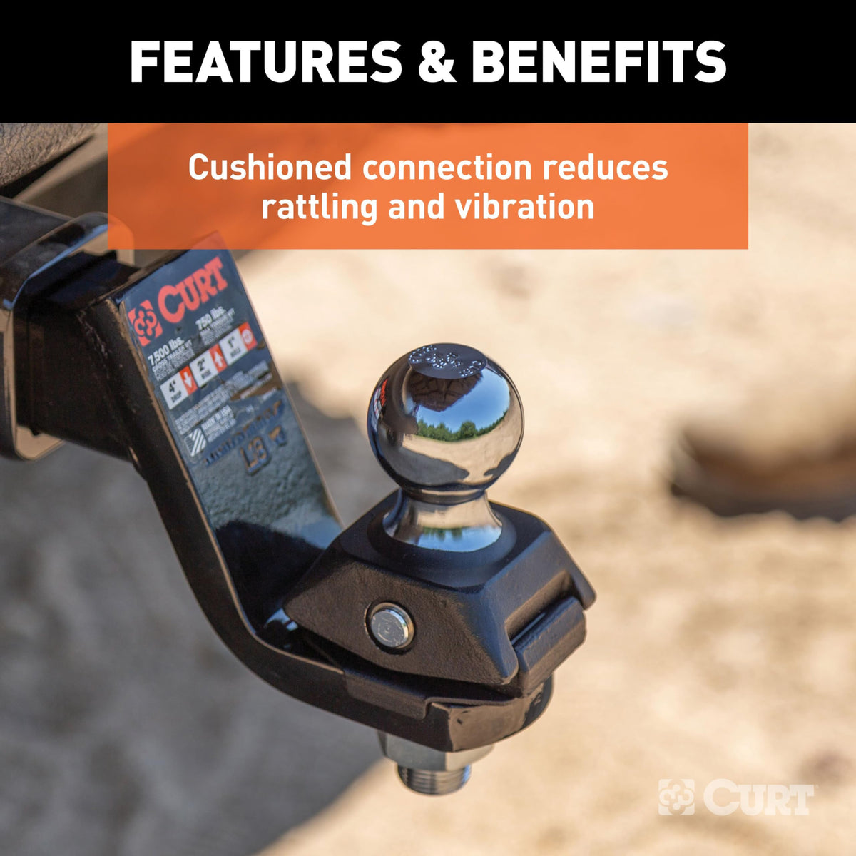 CURT RockerBall grease zerk detail, indicates simple maintenance benefit