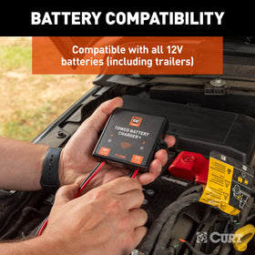 CURT RVibrake size shown next to hand for scale conveying compact design and easy mounting