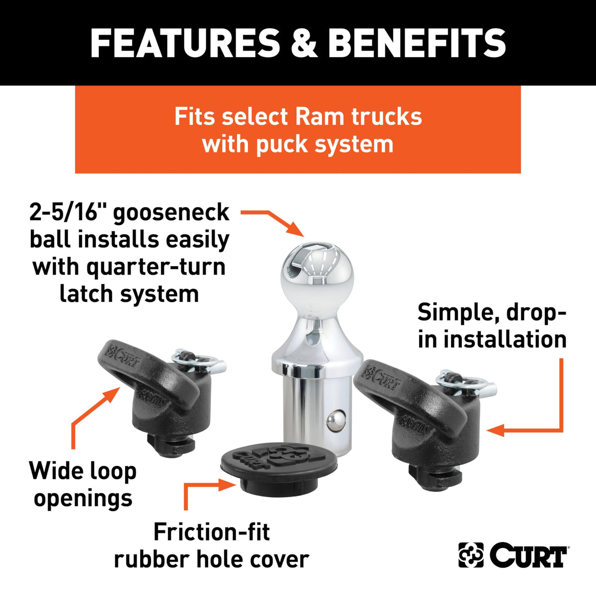 CURT safety chain anchor detail highlighting heavy-duty cast steel strength