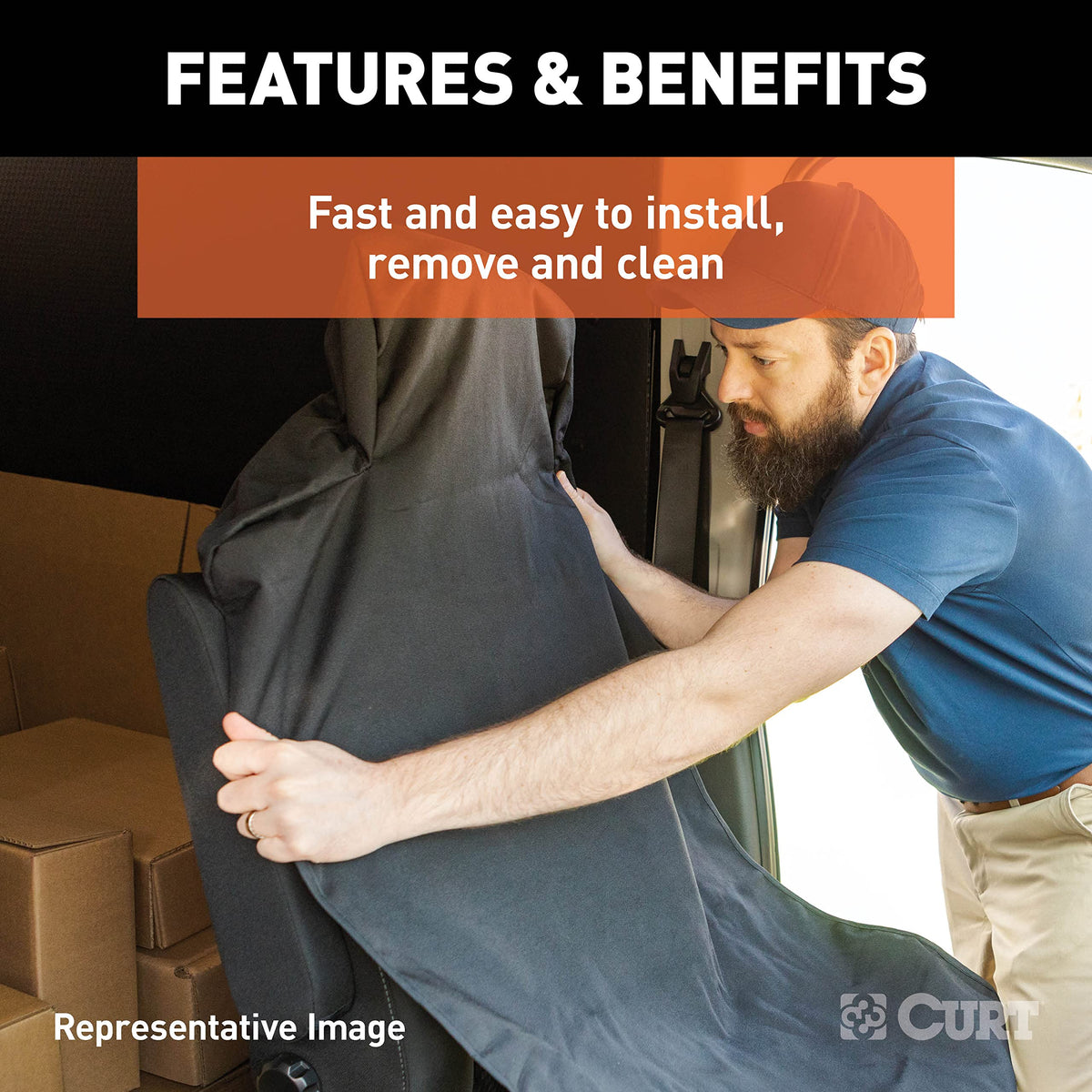 CURT folded compact storage inside vehicle compartment for easy stowage