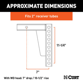 CURT close-up of vertical shank holes showing spacing and precise adjustment