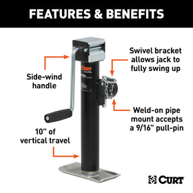 CURT side-wind handle closeup showing grip and easy operation
