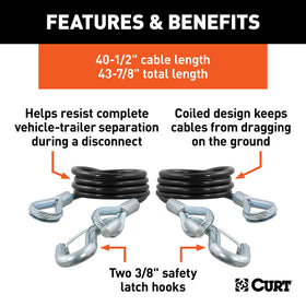 CURT 3/8-inch snap hook detail with spring-loaded latch demonstrating secure connection