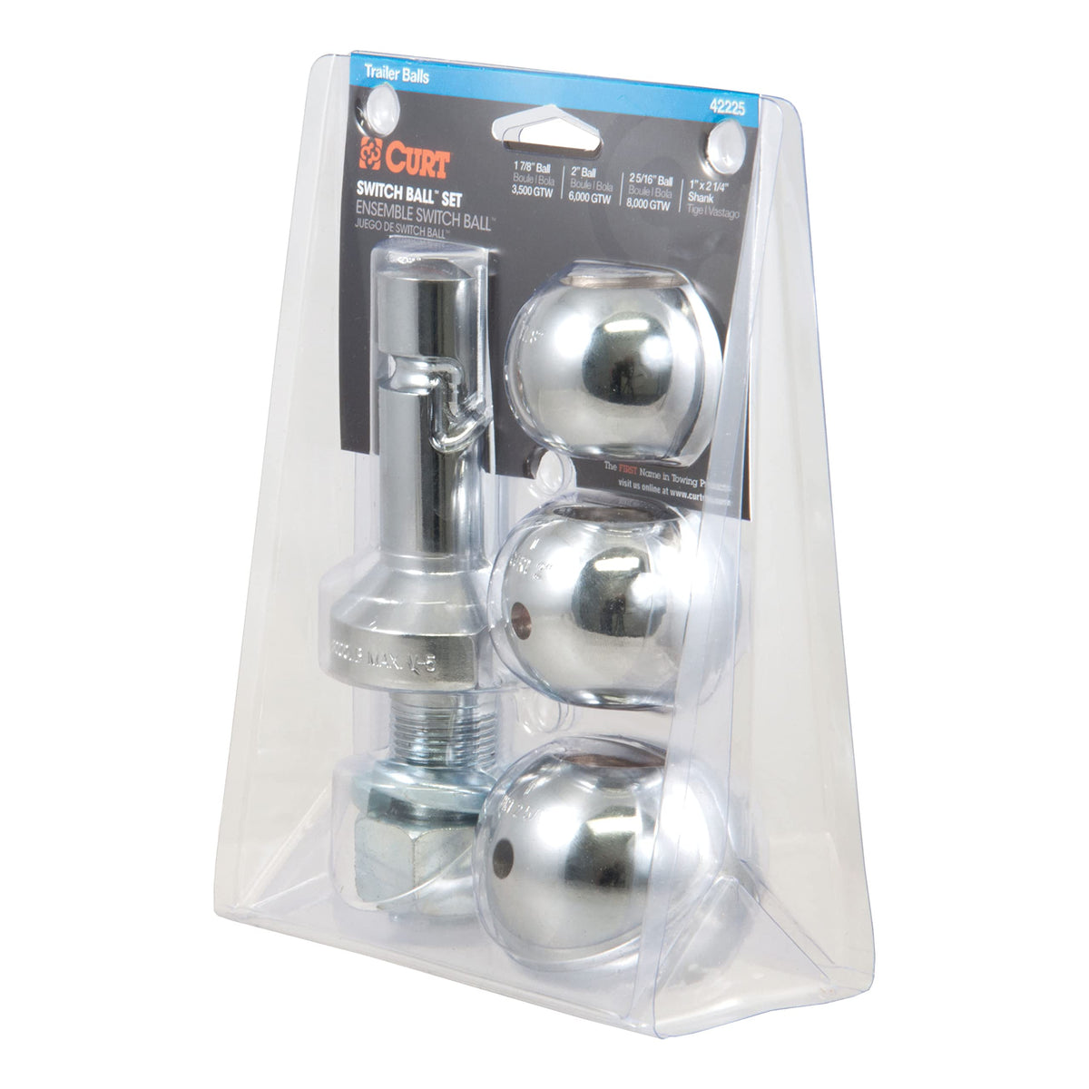 CURT switch ball installed on trailer coupler showing quick-change benefit