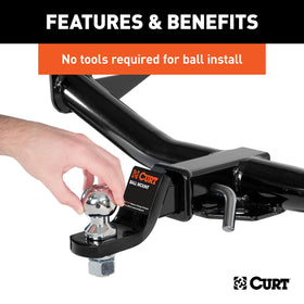 CURT Switch Ball installed on a hitch demonstrating quick tool-free swapping benefit