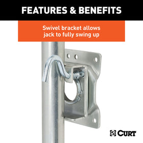 CURT swivel bracket and pull-pin showing secure stowage benefit