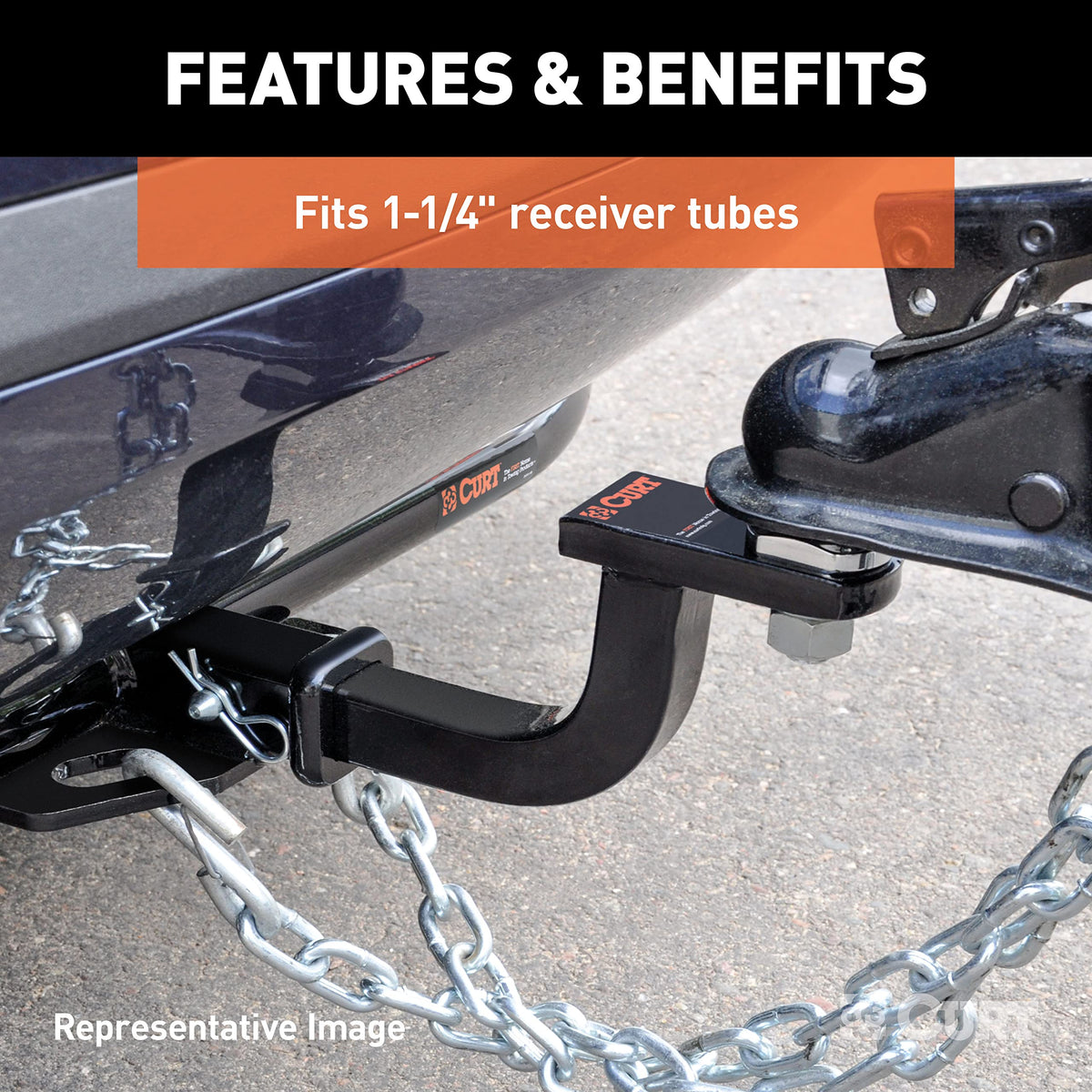 CURT powder-coat finish texture resisting rust and road wear
