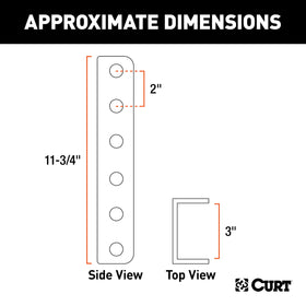 CURT close-up weld detail on 48650 channel highlighting weld-ready raw steel finish and strength