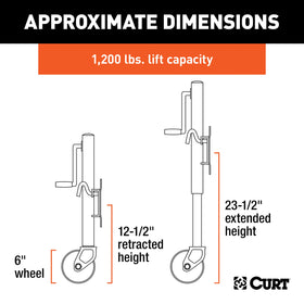 CURT close-up of 6-inch wheel highlighting easier trailer maneuvering benefit