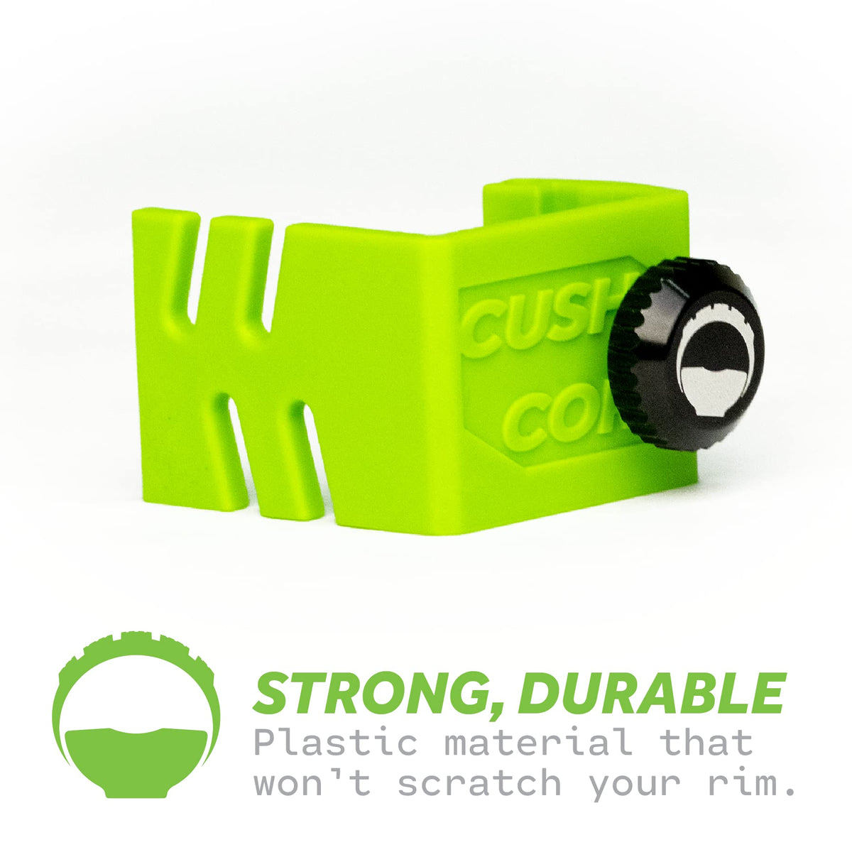 CushCore tool holding tire bead in place so you can use both hands benefit