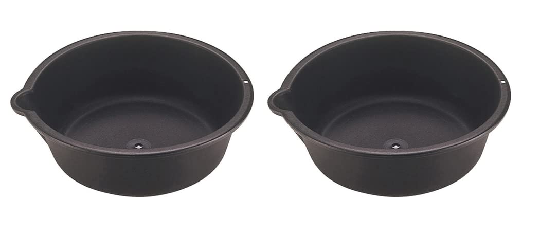 Custom Accessories oil drain pan front view showing pouring spout and easy handling benefit