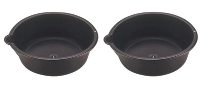 Custom Accessories oil drain pan front view showing pouring spout and easy handling benefit
