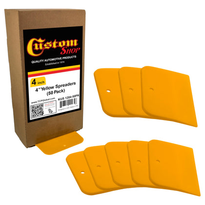 Custom Shop front packaging showing 50-pack spreaders for easy supply