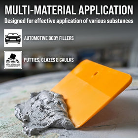Custom Shop spreader applying automotive body filler for clean leveling benefit
