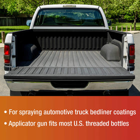 Custom Shop gun spraying bedliner on truck bed for protective coating
