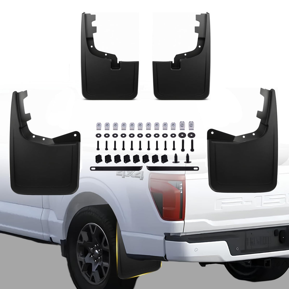 Cusvivid mud flap front passenger side installed showing clean fit and protection