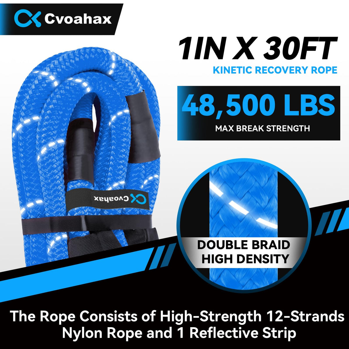 Cvoahax close-up of double-braided nylon rope texture showing durable fibers
