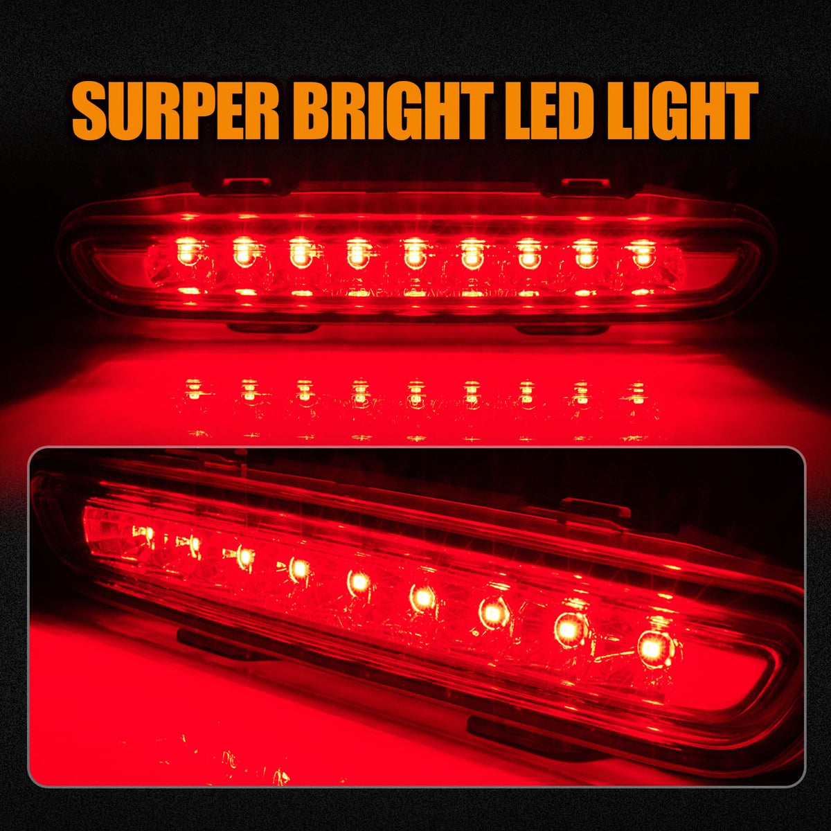 Cxdar close LED detail highlighting dual-row LEDs for brighter stop light