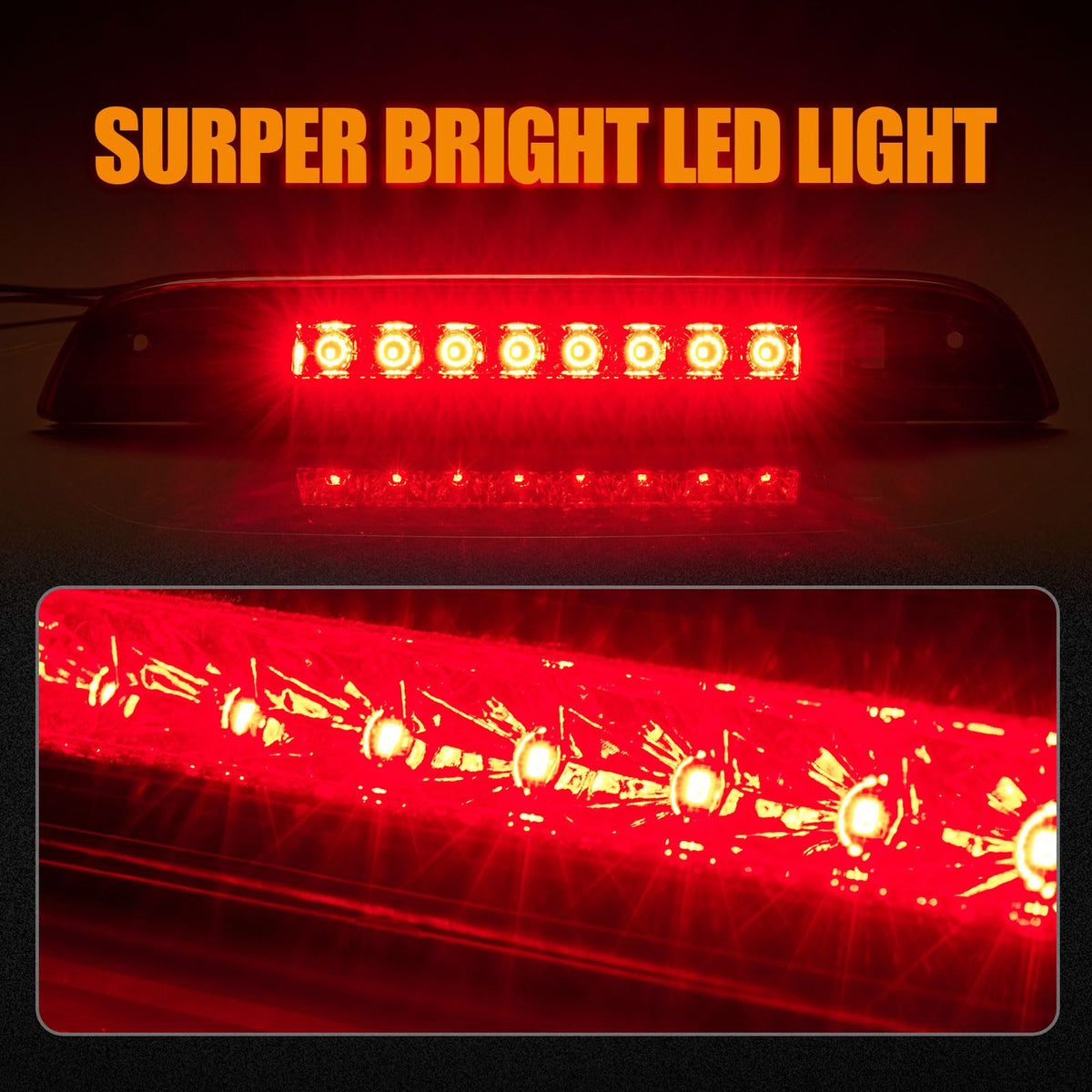 Cxdar close-up of LED array highlighting bright red LEDs for clearer brake signaling