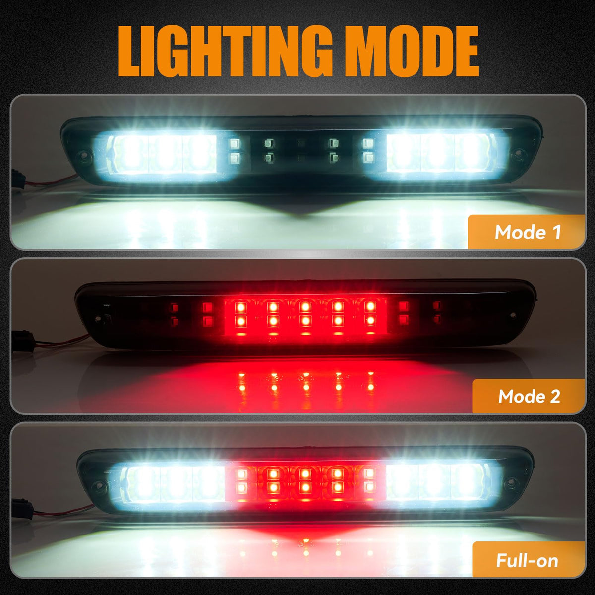 Cxdar close-up of dual-row LEDs demonstrating bright, even brake illumination benefit