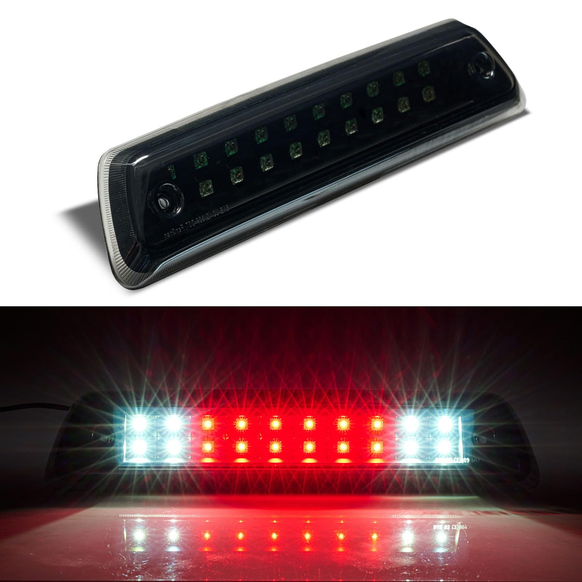Cxdar front view of third brake light showing bright LED lens benefit
