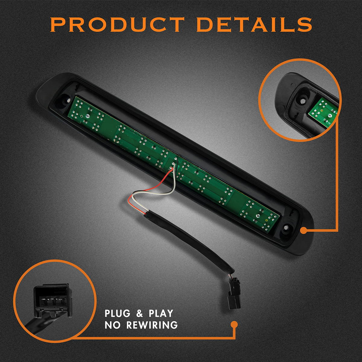 Cxdar close-up of dual-row LEDs highlighting brightness and low power