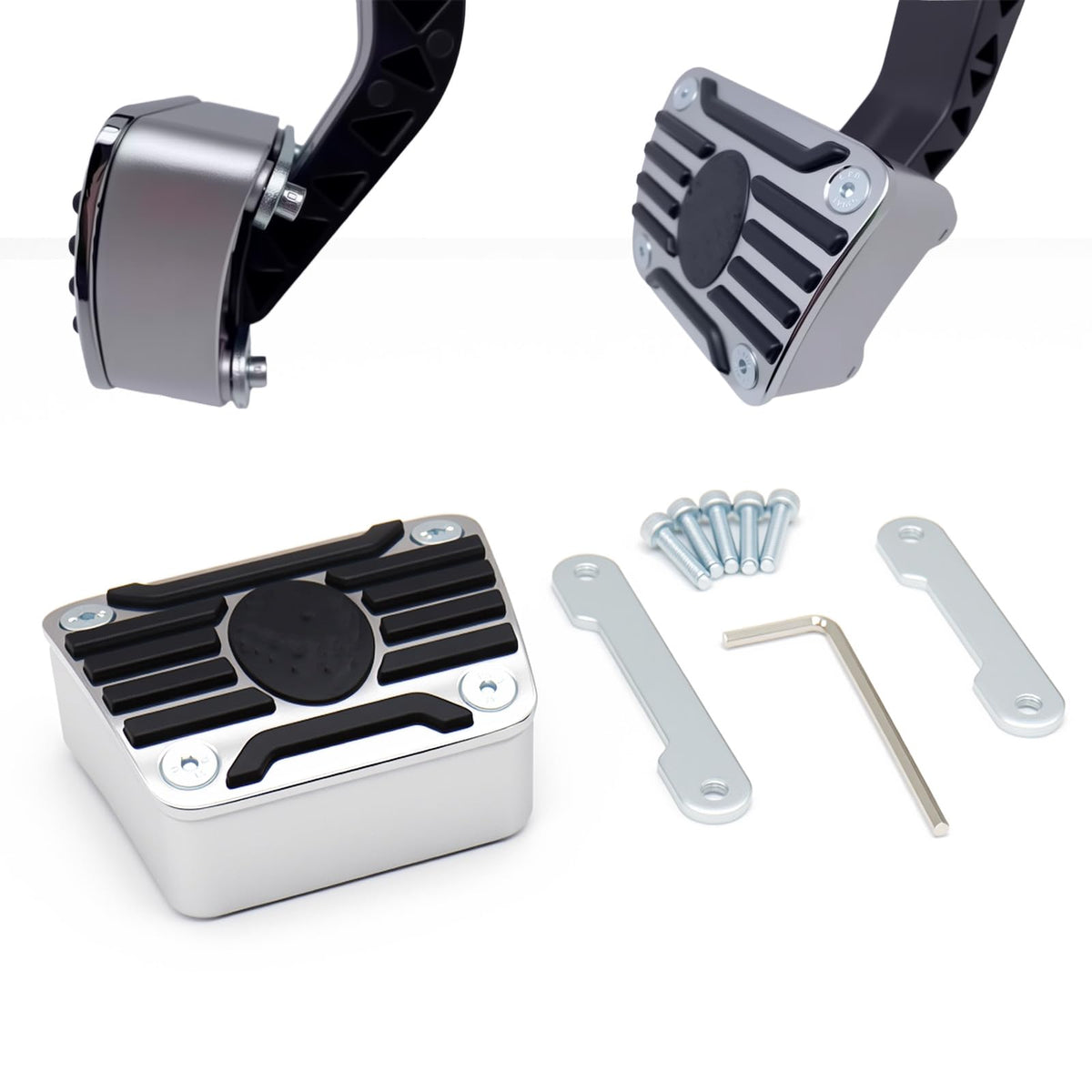 Cxewreu front view of clutch pedal extender showing shape and mounting points, improves reach