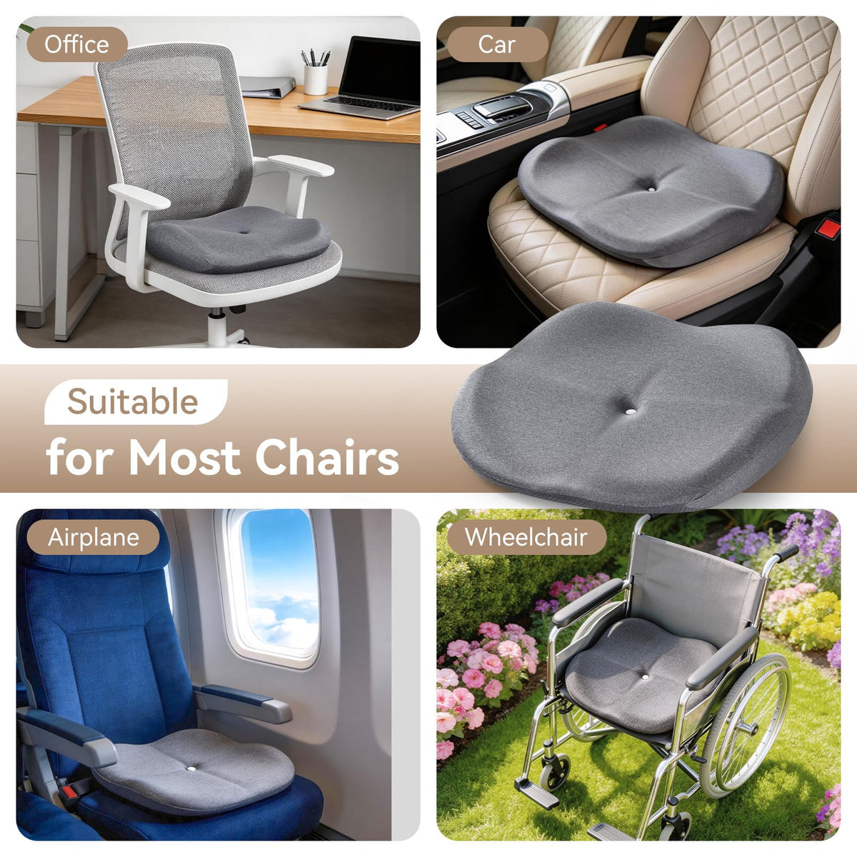 Cxprctpu non-slip silicone bottom keeping cushion secure on any chair