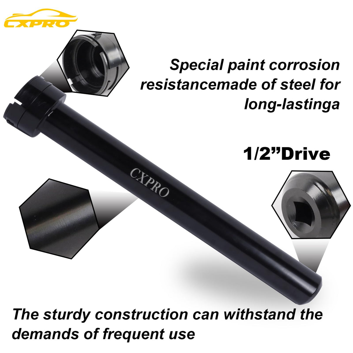 CXPRO 1/2-inch drive tube with knurled grip offering better control and leverage during use