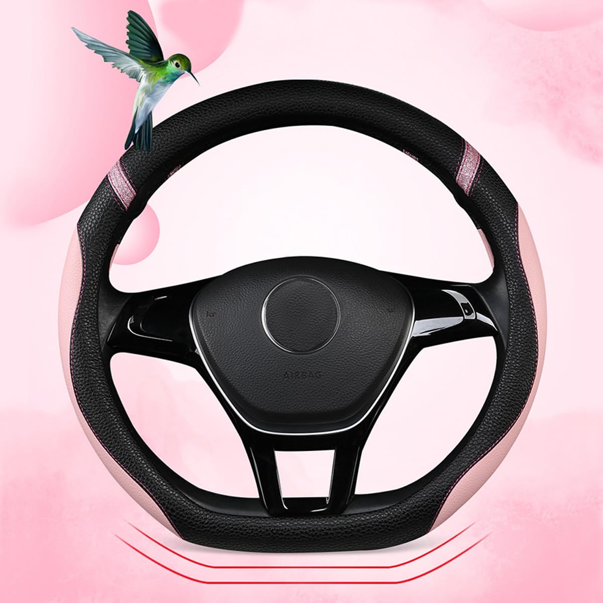 Cxtiy front view of pink steering wheel cover showing stylish design and easy install