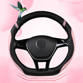 Cxtiy front view of pink steering wheel cover showing stylish design and easy install