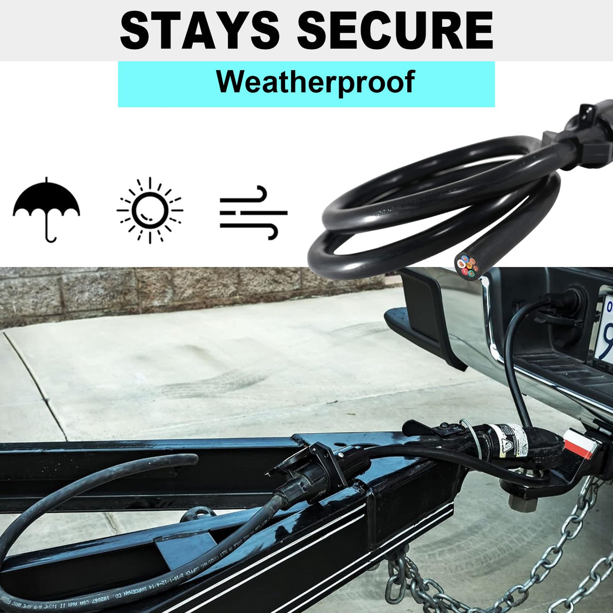 CXTM cable mounted under bumper for scale, compact 4-foot fit