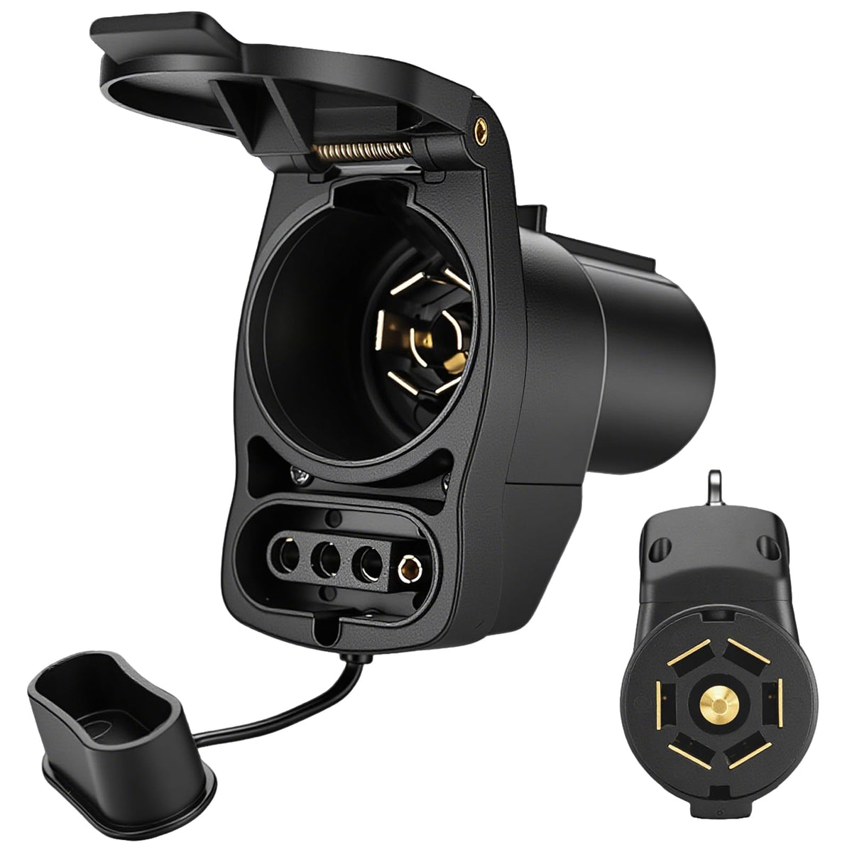 CXTM adapter front view showing dual outputs and compact housing for versatile towing
