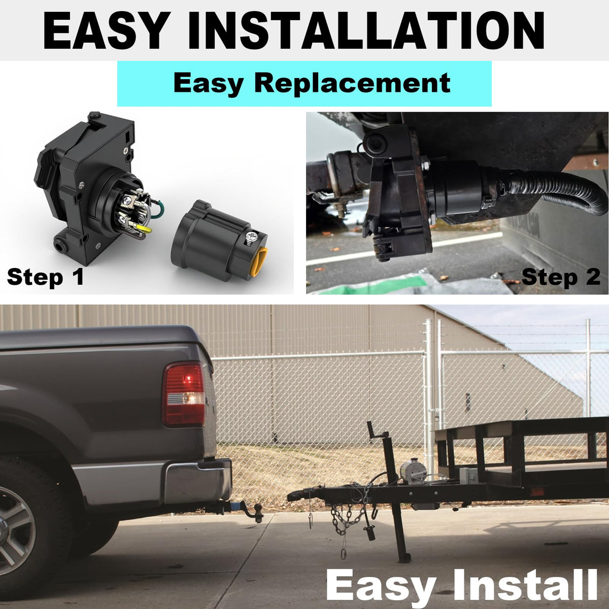 CXTM adapter in use on truck towing camper illustrating reliable connection benefit: ready for the road