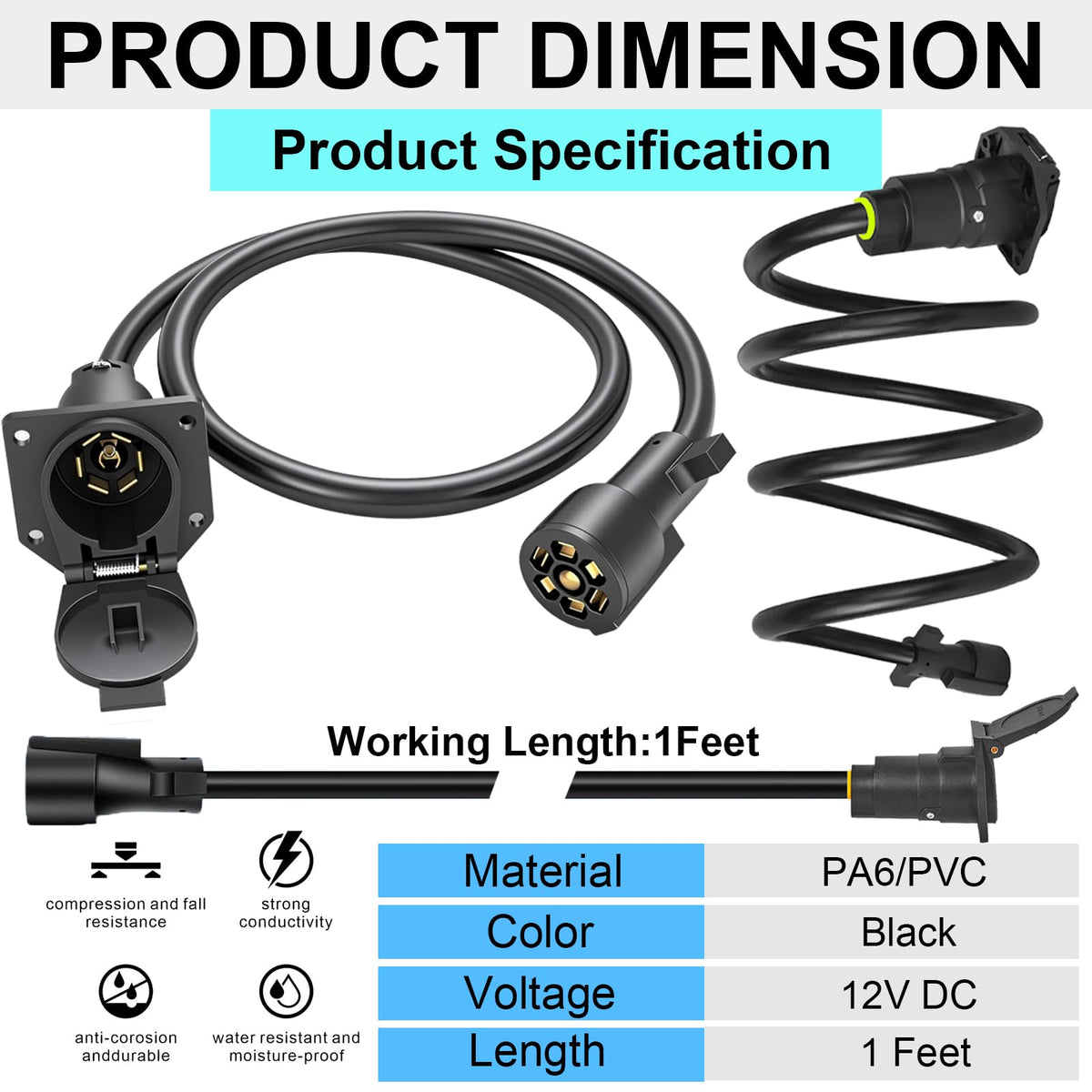 CXTM cable connected between truck and trailer for reliable power