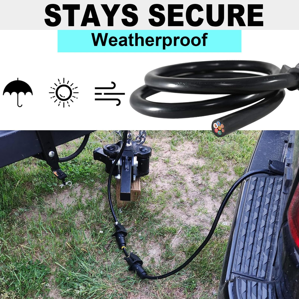 CXTM cable under rain showcasing weather-resistant construction protecting connections