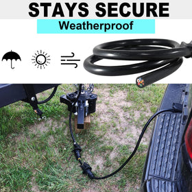 CXTM cable under rain showcasing weather-resistant construction protecting connections