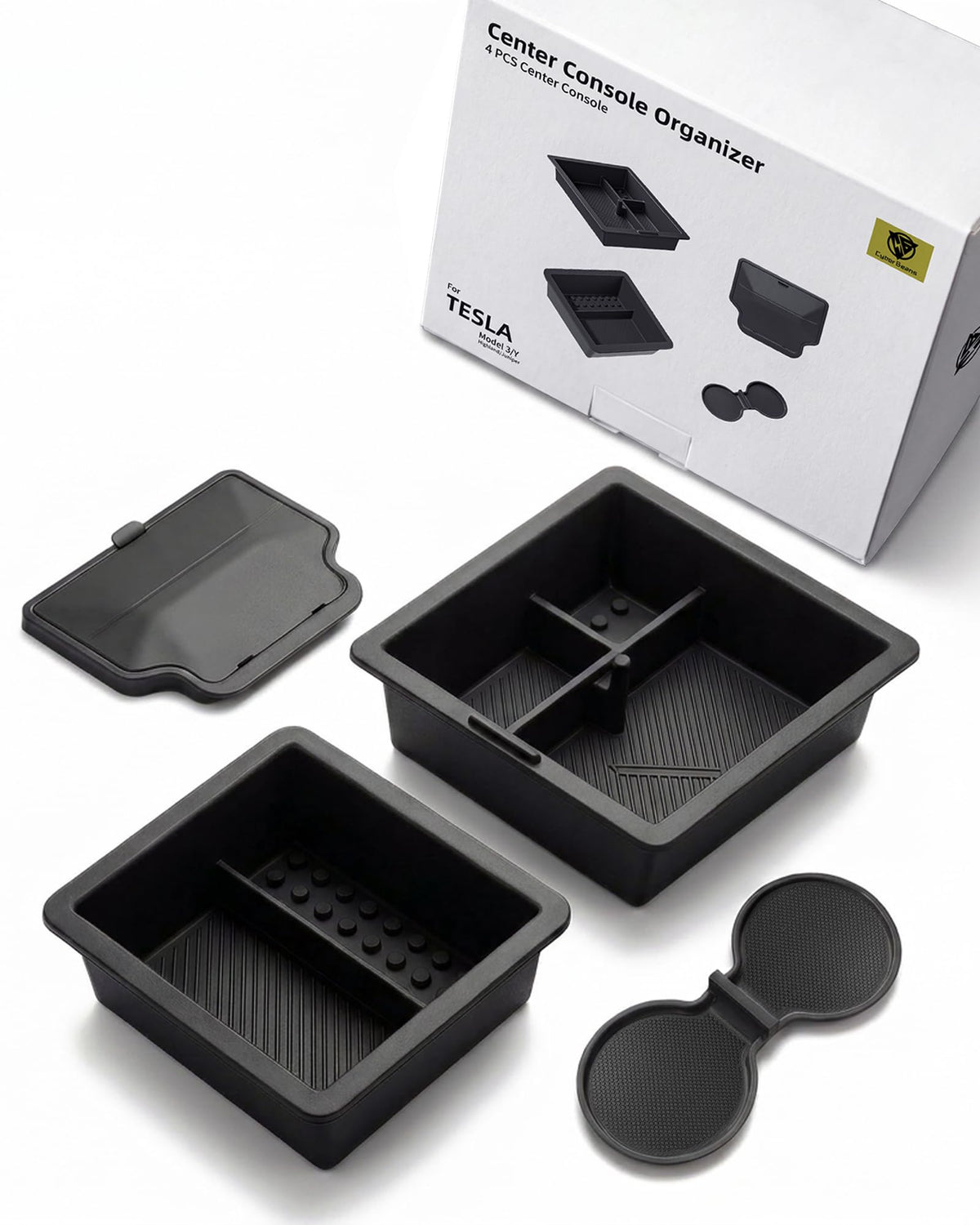 CYBERBEANS front packaging showing full 4-piece organizer set and fit benefits