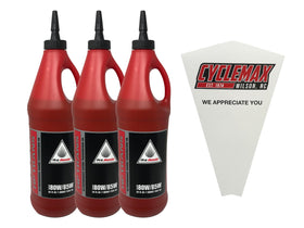 CYCLEMAX front view of three-quart pack showing bottles and funnel for convenient maintenance