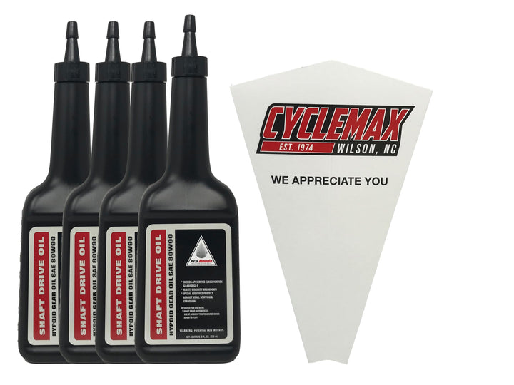 CYCLEMAX front pack showing four 8oz bottles and funnel for convenient service
