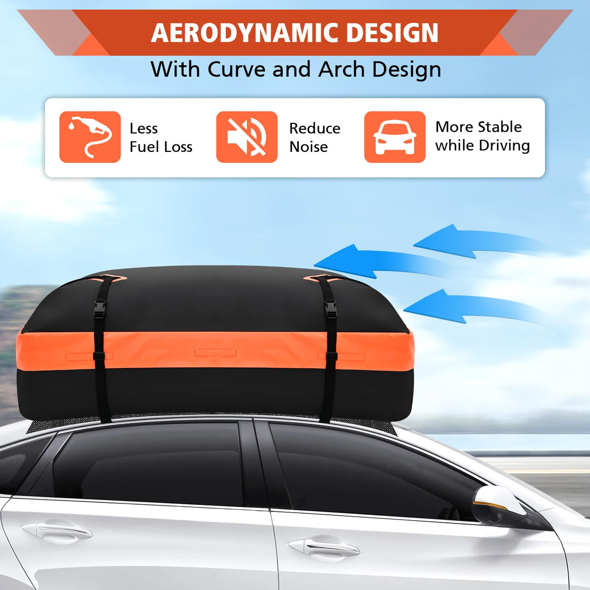 CYDDUP rooftop carrier filled with camping gear for easy travel storage
